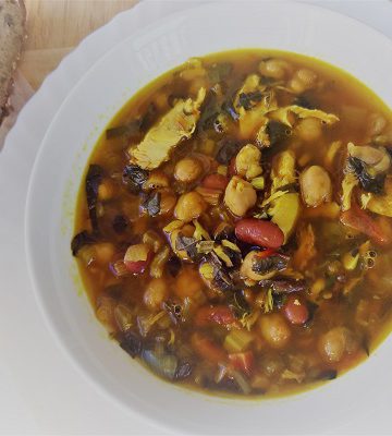bean and chicken soup with swisschard