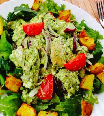 Chicken salad with avocado dressing